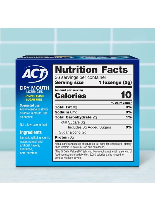 اكت معينات للفم الجاف مع إكسيليتول، 36 معينة، خالية من السكر بنكهة العسل والليمون - Image 2